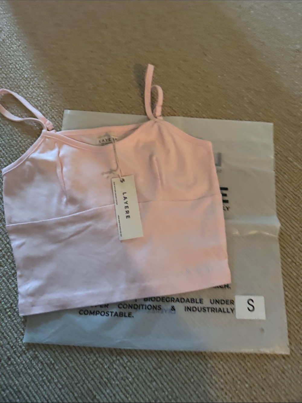 Layere organic cotton strap top - ballerina pink